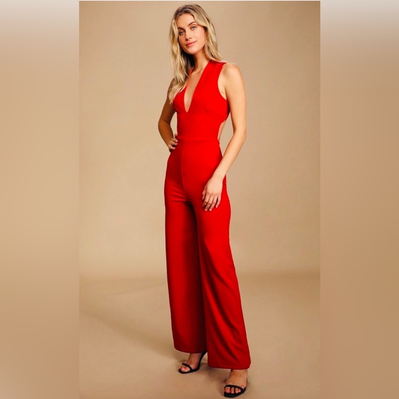 Lulus Pants - Lulus red backless jumpsuit
